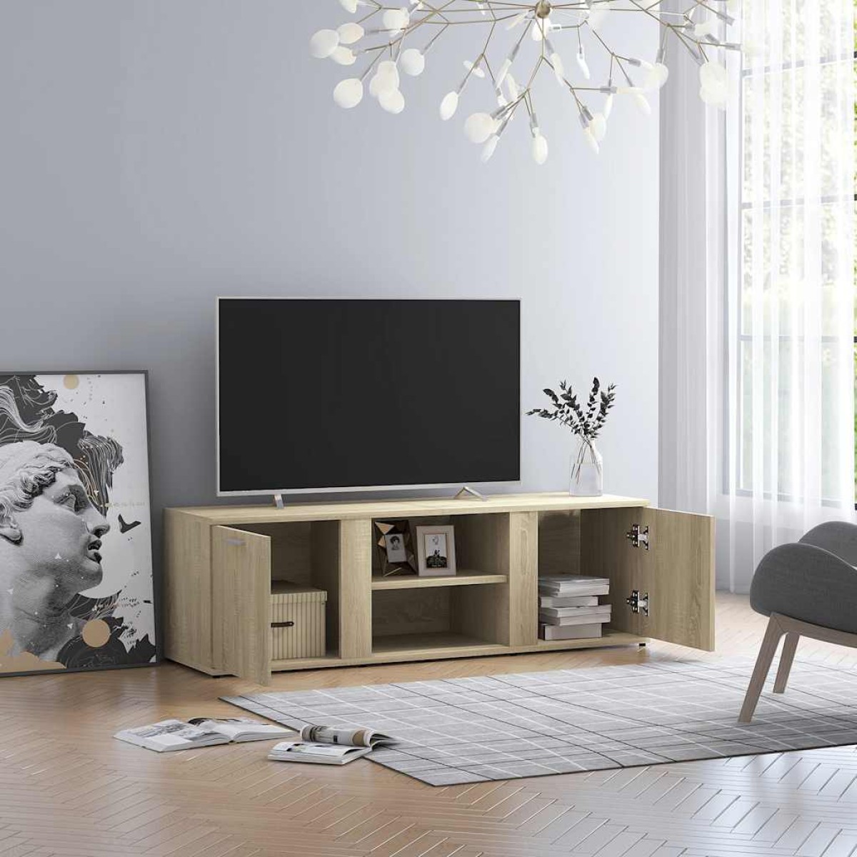 vidaXL Έπιπλο Τηλεόρασης Sonoma Δρυς 120 x 34 x 37 εκ. από Μοριοσανίδα