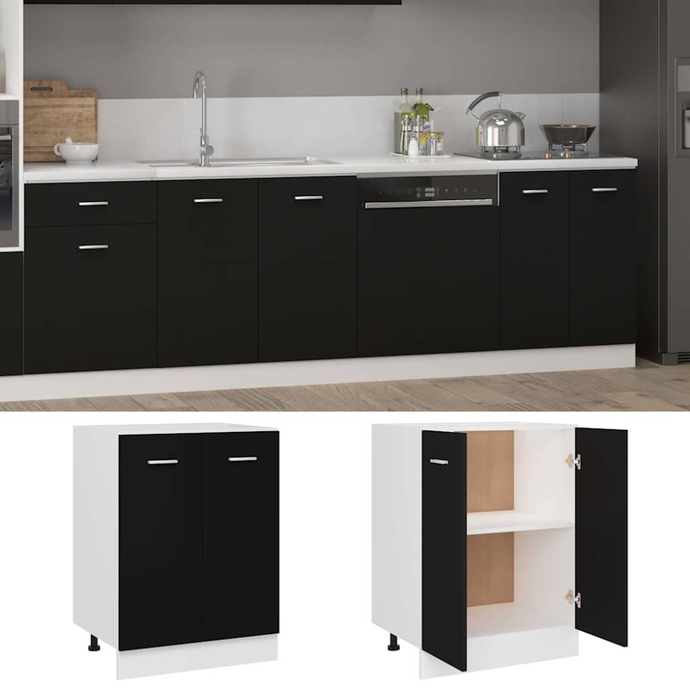 vidaXL Ντουλάπι "Lyon" Μαύρο 60x46x81,5 εκ. από Τεχνητό Ξύλο