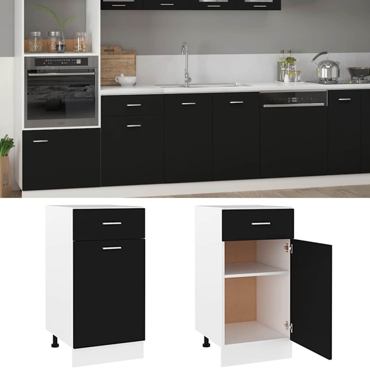 vidaXL Ντουλάπι με Συρτάρι Μαύρο 40x46x81,5 εκ. Μοριοσανίδα