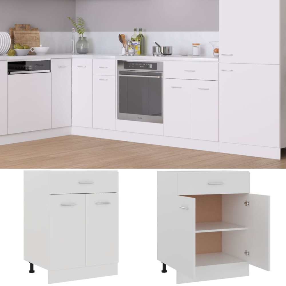 vidaXL Ντουλάπι με Συρτάρια "Lyon" Λευκό 60x46x81,5 εκ. από Τεχνητό Ξύλο
