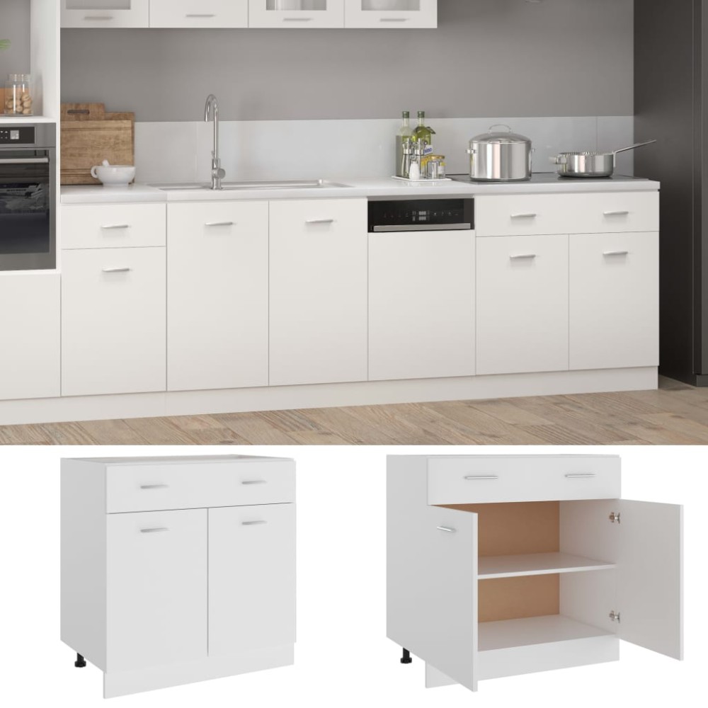 vidaXL Ντουλάπι με Συρτάρια "Lyon" Λευκό 80x46x81,5 εκ. από Τεχνητό Ξύλο
