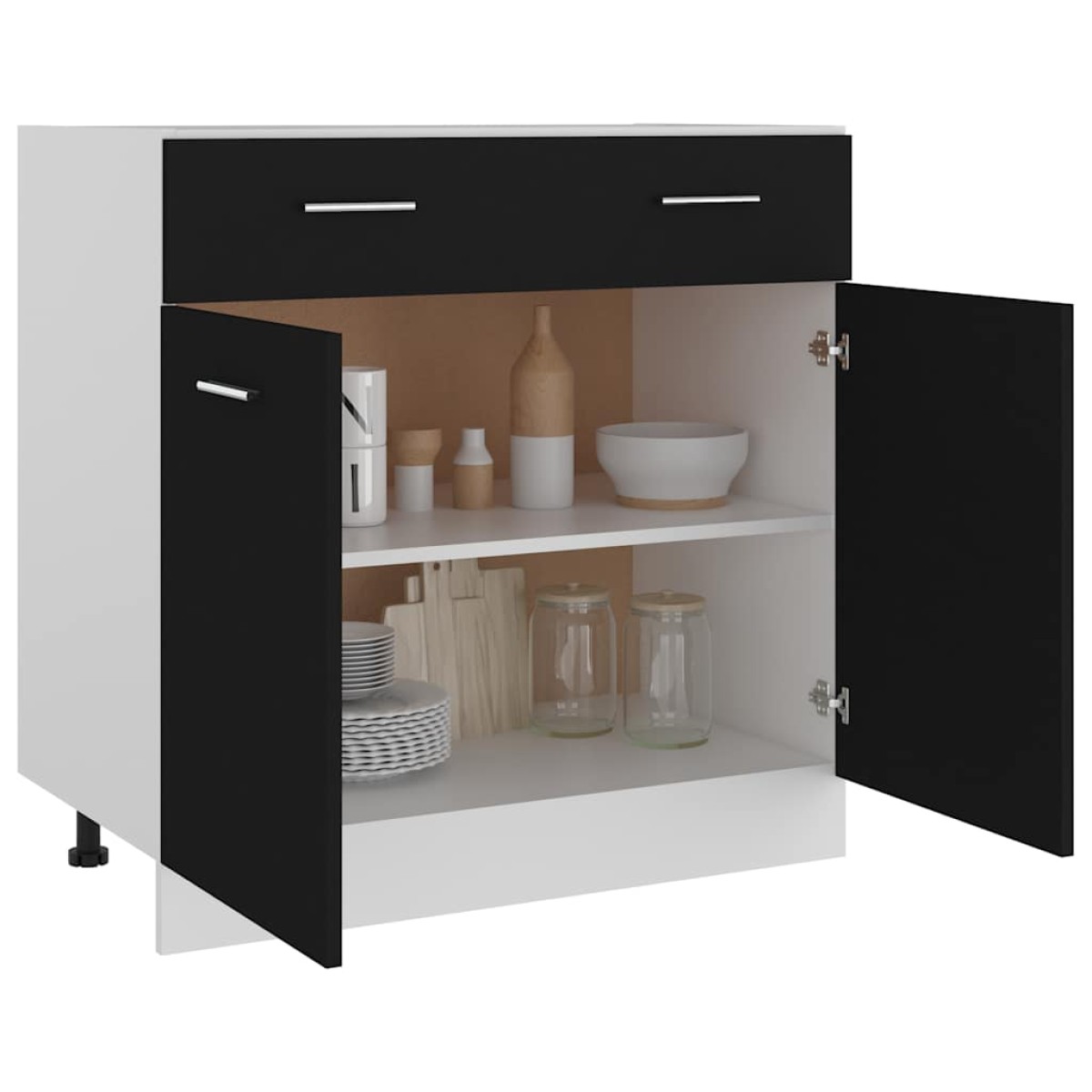 vidaXL Ντουλάπι με Συρτάρι Μαύρο 80x46x81,5 εκ. Μοριοσανίδα