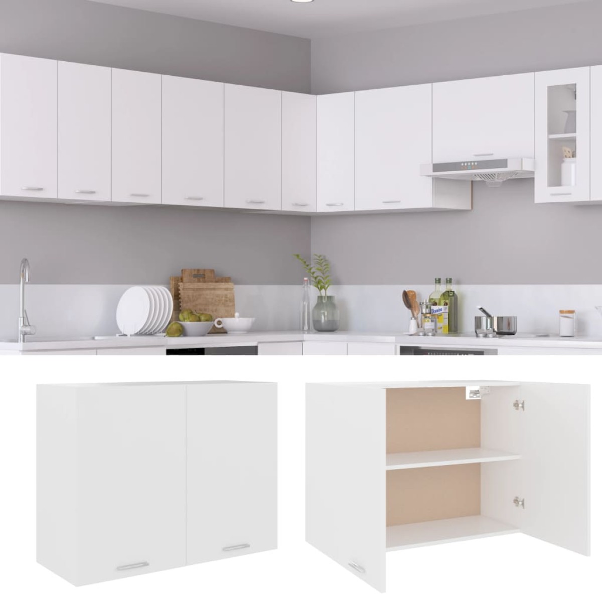 vidaXL Ντουλάπι Κρεμαστό Λευκό 80 x 31 x 60 εκ. από Μοριοσανίδα
