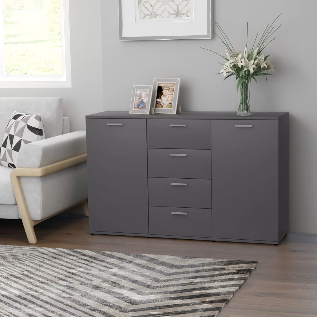 vidaXL Μπουφές Γκρι 120 x 35,5 x 75 εκ. από Μοριοσανίδα