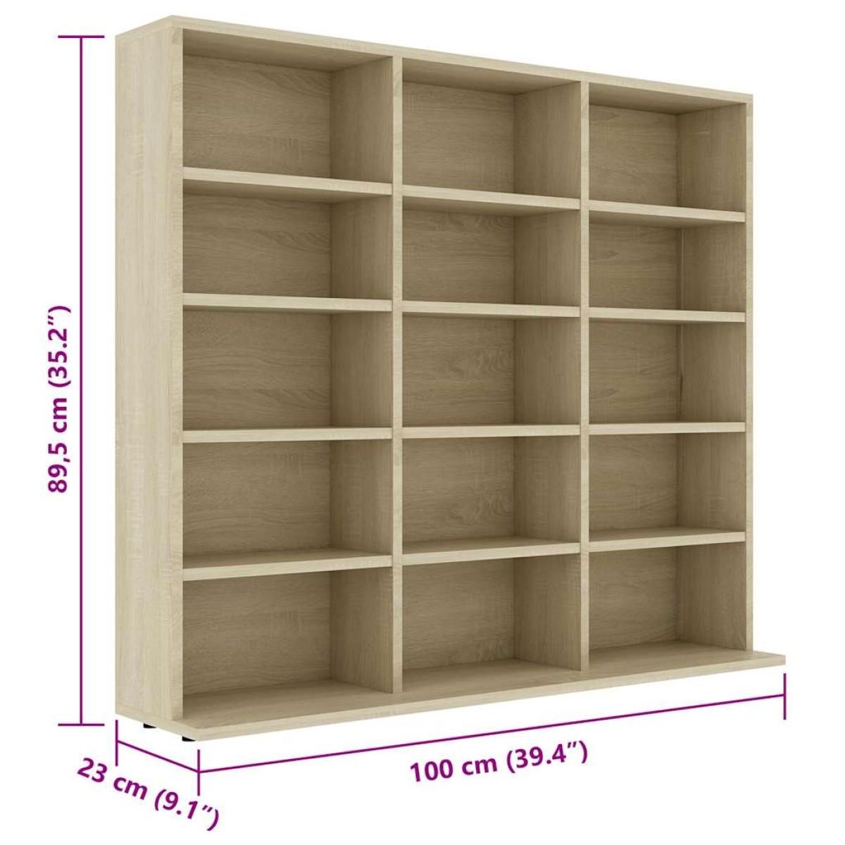 vidaXL Έπιπλο για CD Χρώμα Sonoma Δρυς 102x23x89,5 εκ. από Μοριοσανίδα