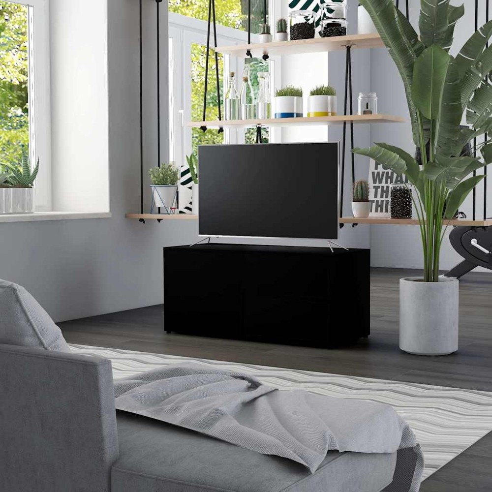 vidaXL Έπιπλο Τηλεόρασης Μαύρο 80 x 34 x 36 εκ. από Επεξ. Ξύλο