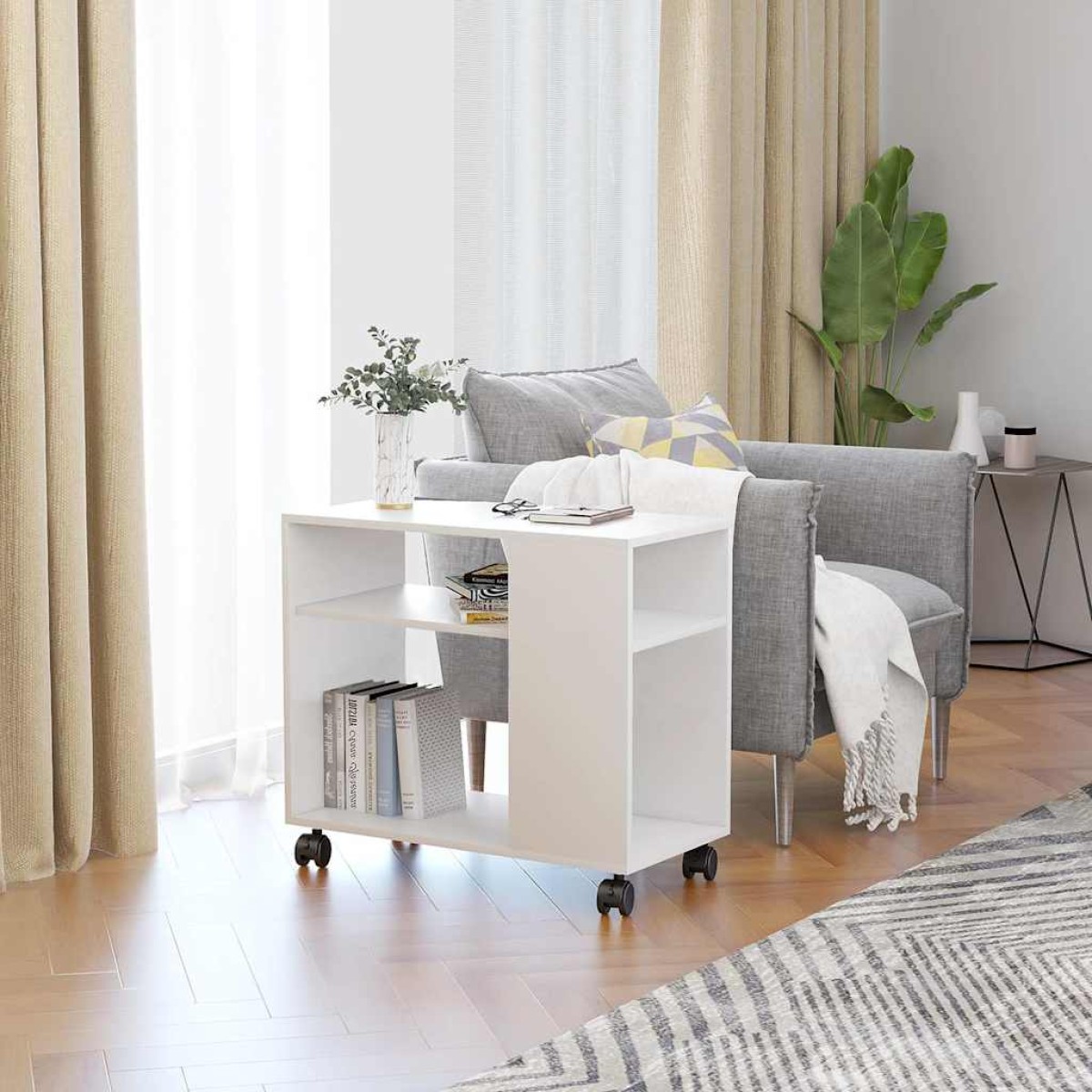 vidaXL Τραπέζι Βοηθητικό Λευκό 70 x 35 x 55 εκ. από Επεξεργασμένο Ξύλο