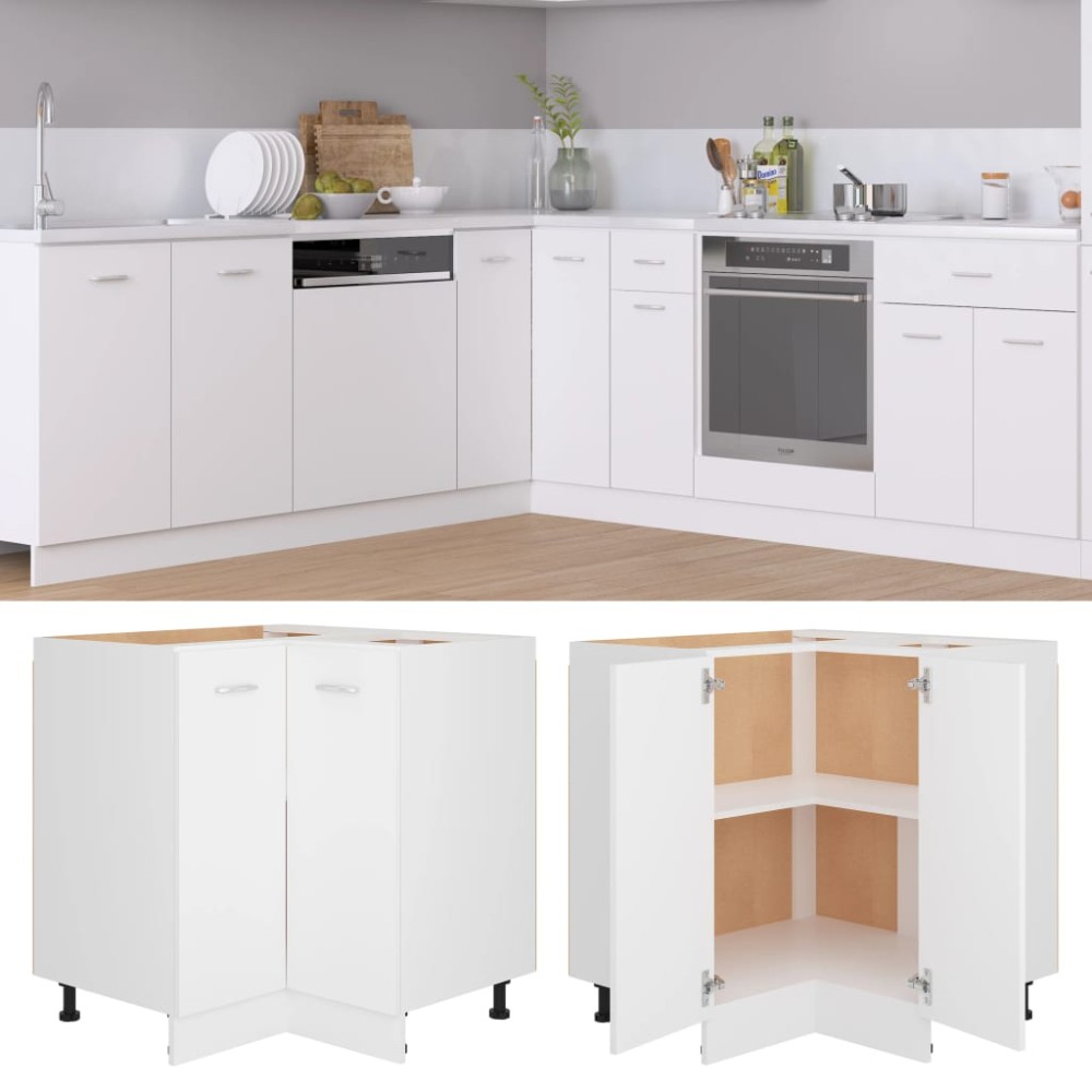 vidaXL Γωνιακό Ντουλάπι "Lyon" Λευκό 75,5x75,5x81,5 εκ. από Τεχνητό Ξύλο