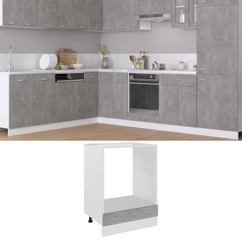 vidaXL Ντουλάπι Φούρνου "Riga" Γκρι Σκυρόδεμα 60x46x81,5 εκ. από Τεχνητό Ξύλο