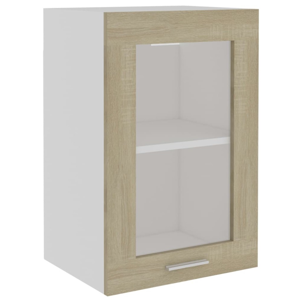 vidaXL Κρεμαστό Γυάλινο Ντουλάπι "Lyon" Ξύλο Sonoma Δρυς 40x31x60 εκ. από Τεχνητό Ξύλο