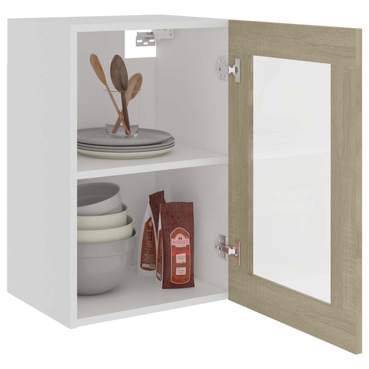 vidaXL Ντουλάπι Κρεμαστό με Τζάμι Sonoma Δρυς 40x31x60 εκ. Μοριοσανίδα