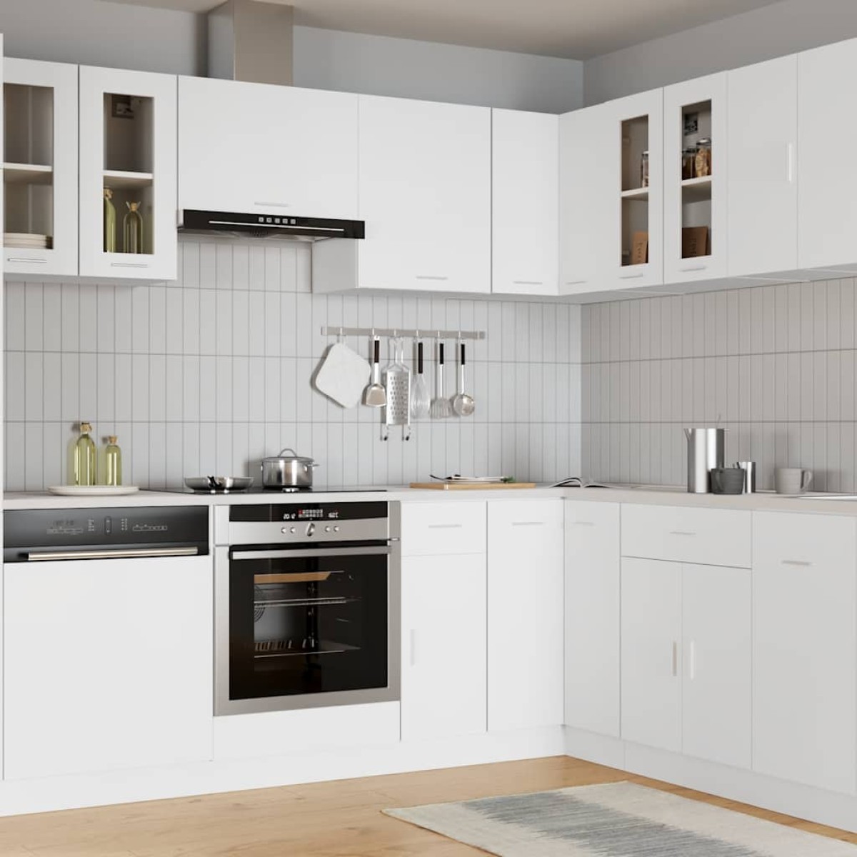 vidaXL Ντουλάπι Κρεμαστό με Τζάμι Λευκό 60x31x60 εκ. Μοριοσανίδα