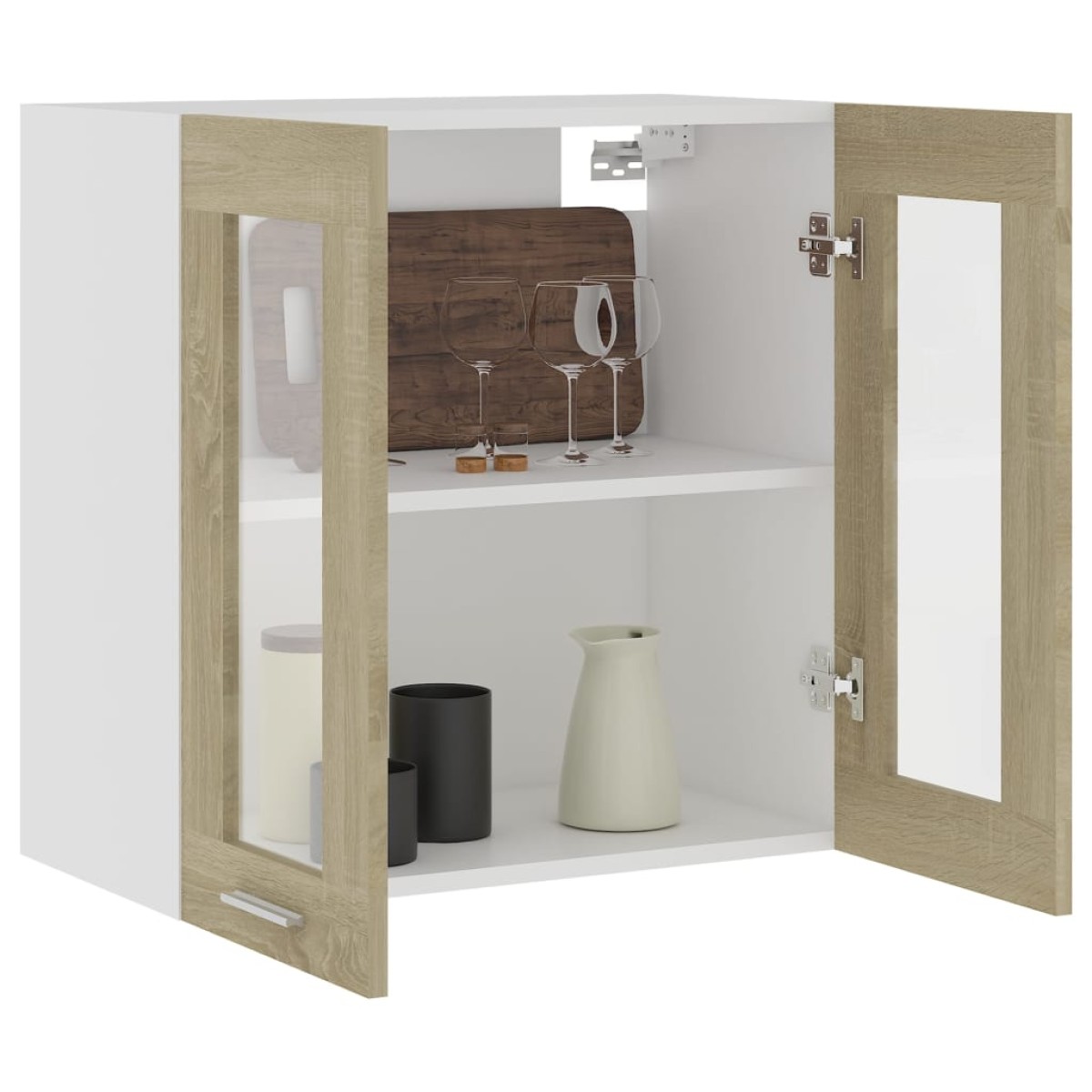 vidaXL Ντουλάπι Κρεμαστό με Τζάμι Sonoma Δρυς 60x31x60 εκ. Μοριοσανίδα