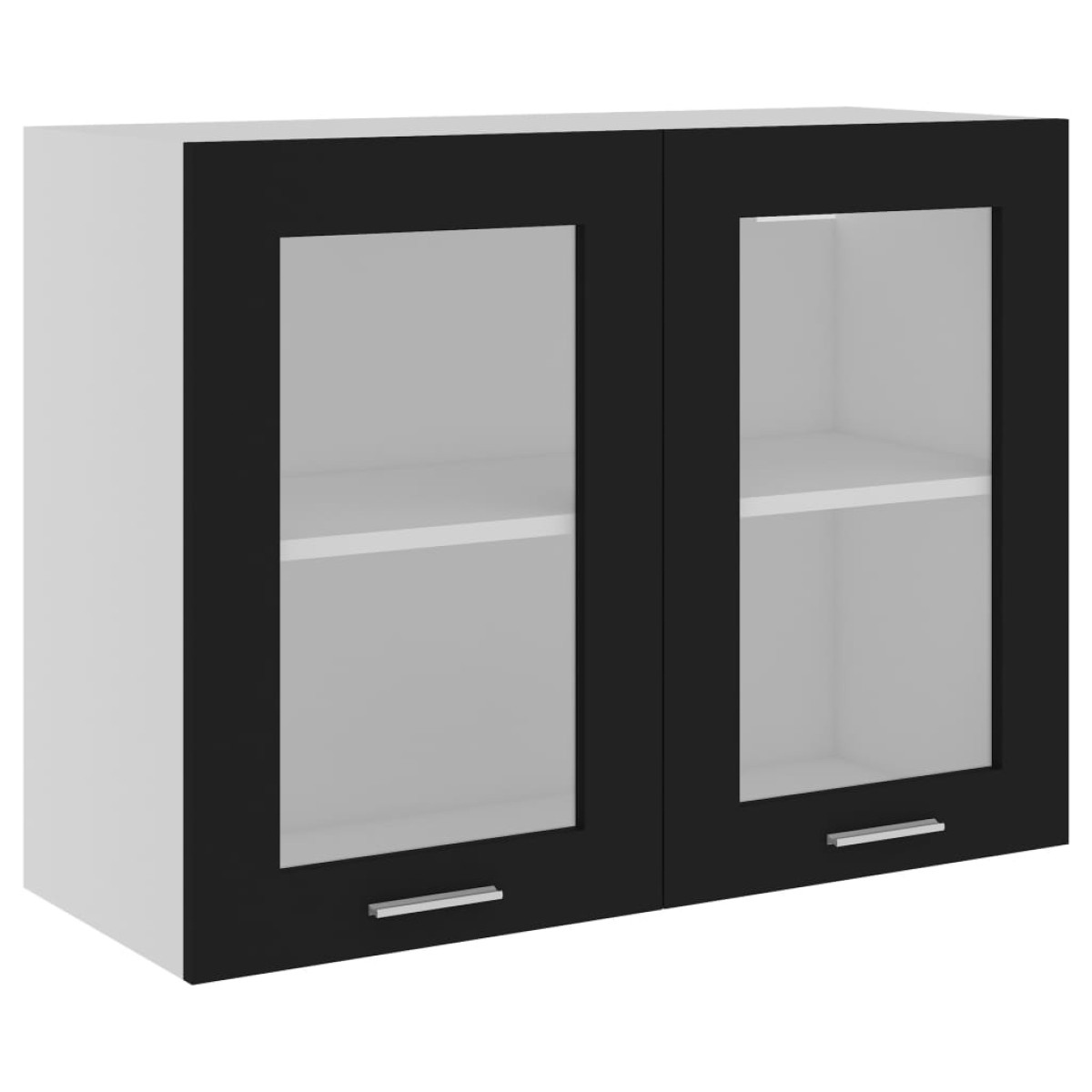 vidaXL Ντουλάπι Κρεμαστό με Τζάμι Μαύρο 80x31x60 εκ. Μοριοσανίδα
