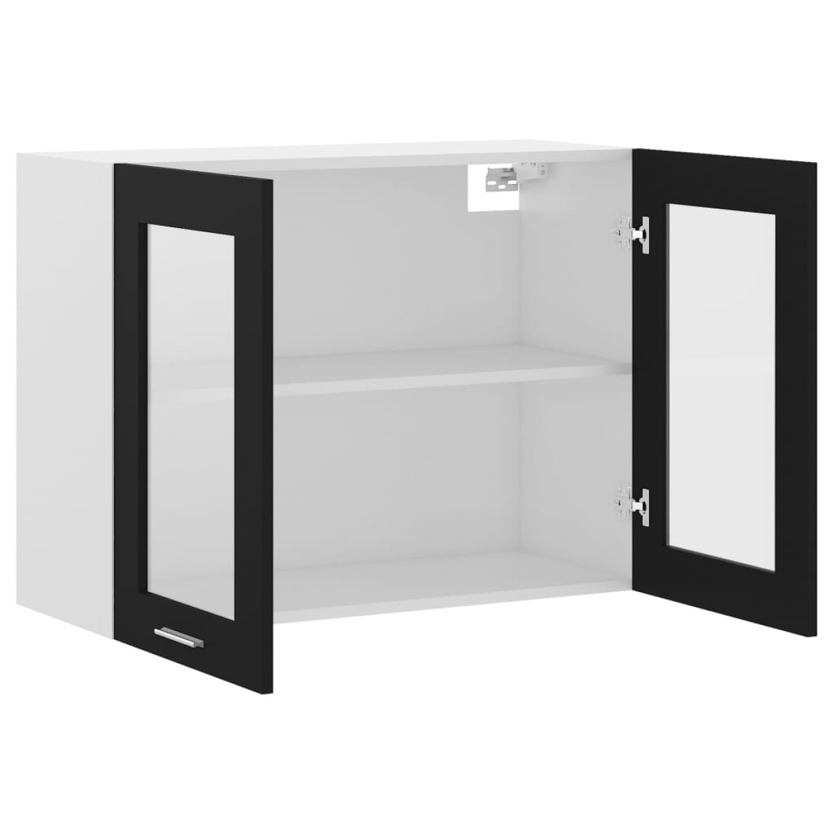 vidaXL Ντουλάπι Κρεμαστό με Τζάμι Μαύρο 80x31x60 εκ. Μοριοσανίδα