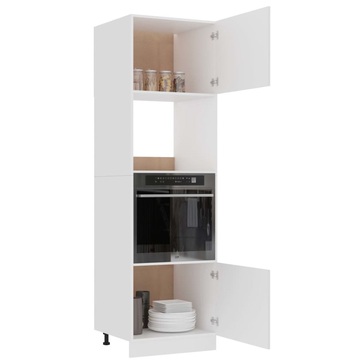 vidaXL Ντουλάπι για Φούρνο Μικροκυμάτων Λευκό 60x57x207 εκ Μοριοσανίδα