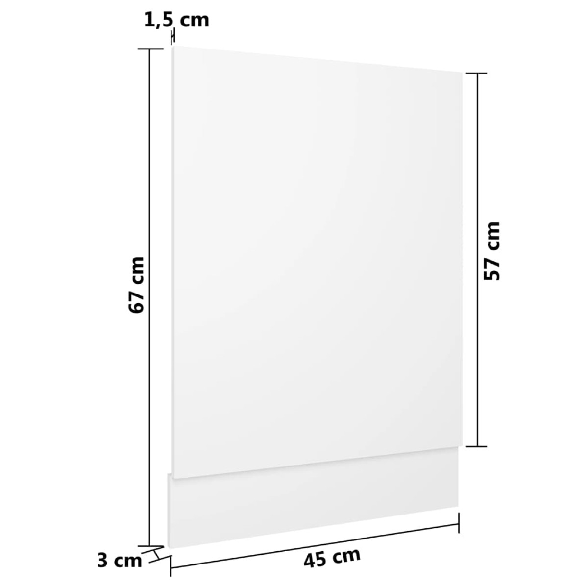 vidaXL Πρόσοψη Πλυντηρίου Πιάτων Λευκή 45 x 3 x 67 εκ. από Μοριοσανίδα