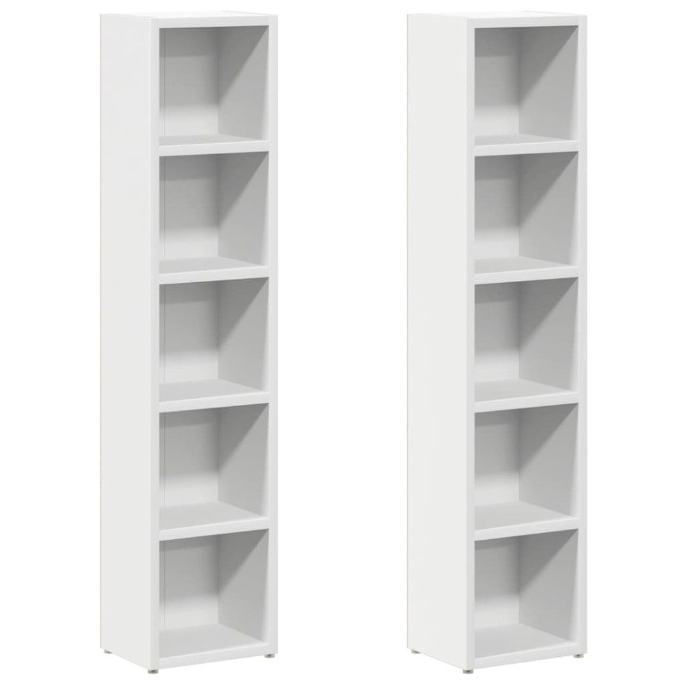 vidaXL Έπιπλα για CD 2 τεμ. Λευκά 21x16x93,5 εκ. από Μοριοσανίδα