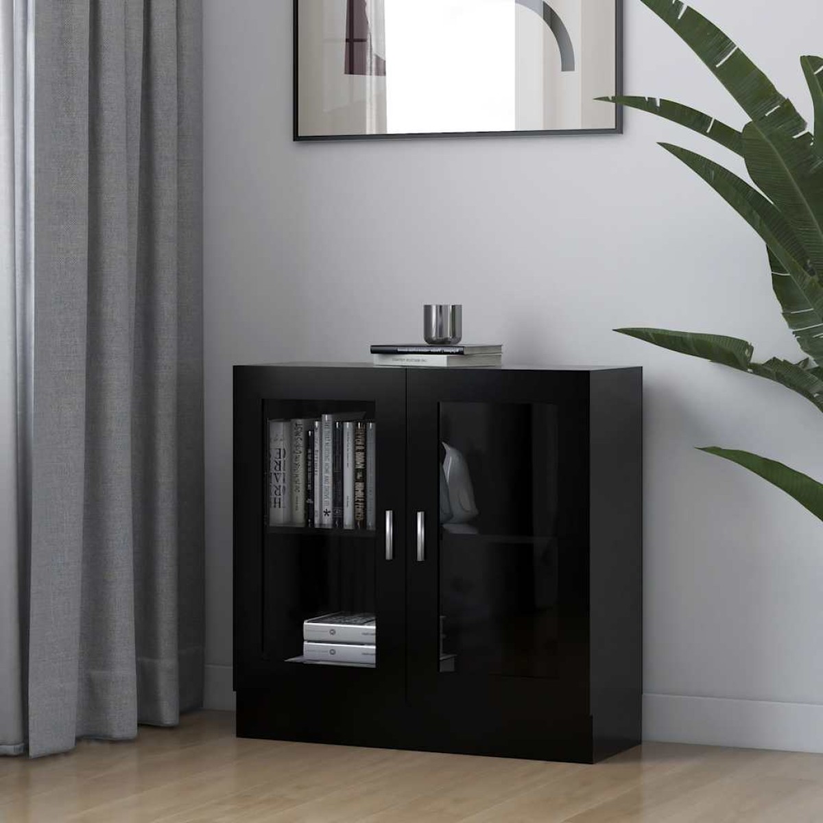 vidaXL Βιτρίνα Μαύρη 82,5 x 30,5 x 80 εκ. Μοριοσανίδα