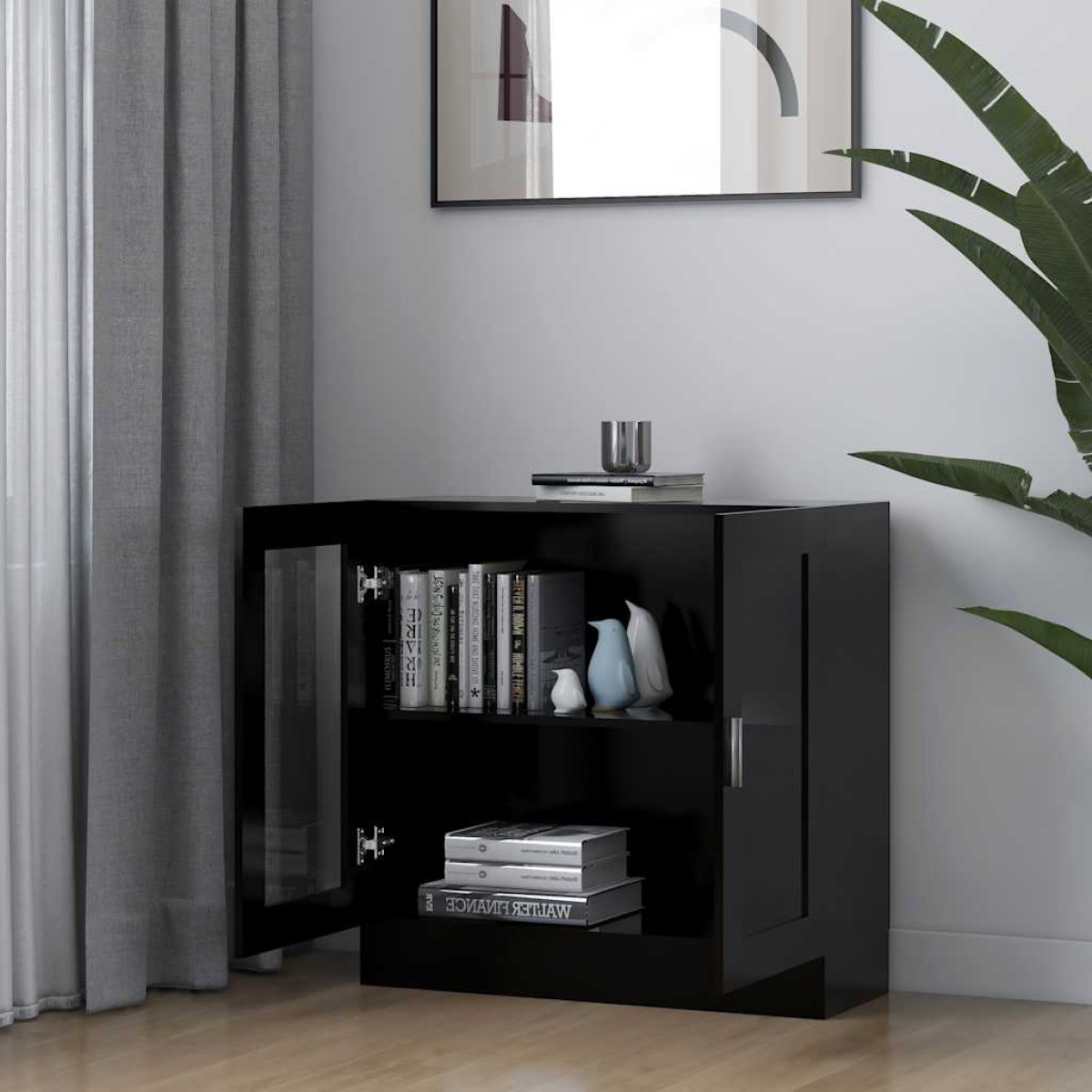 vidaXL Βιτρίνα Μαύρη 82,5 x 30,5 x 80 εκ. Μοριοσανίδα