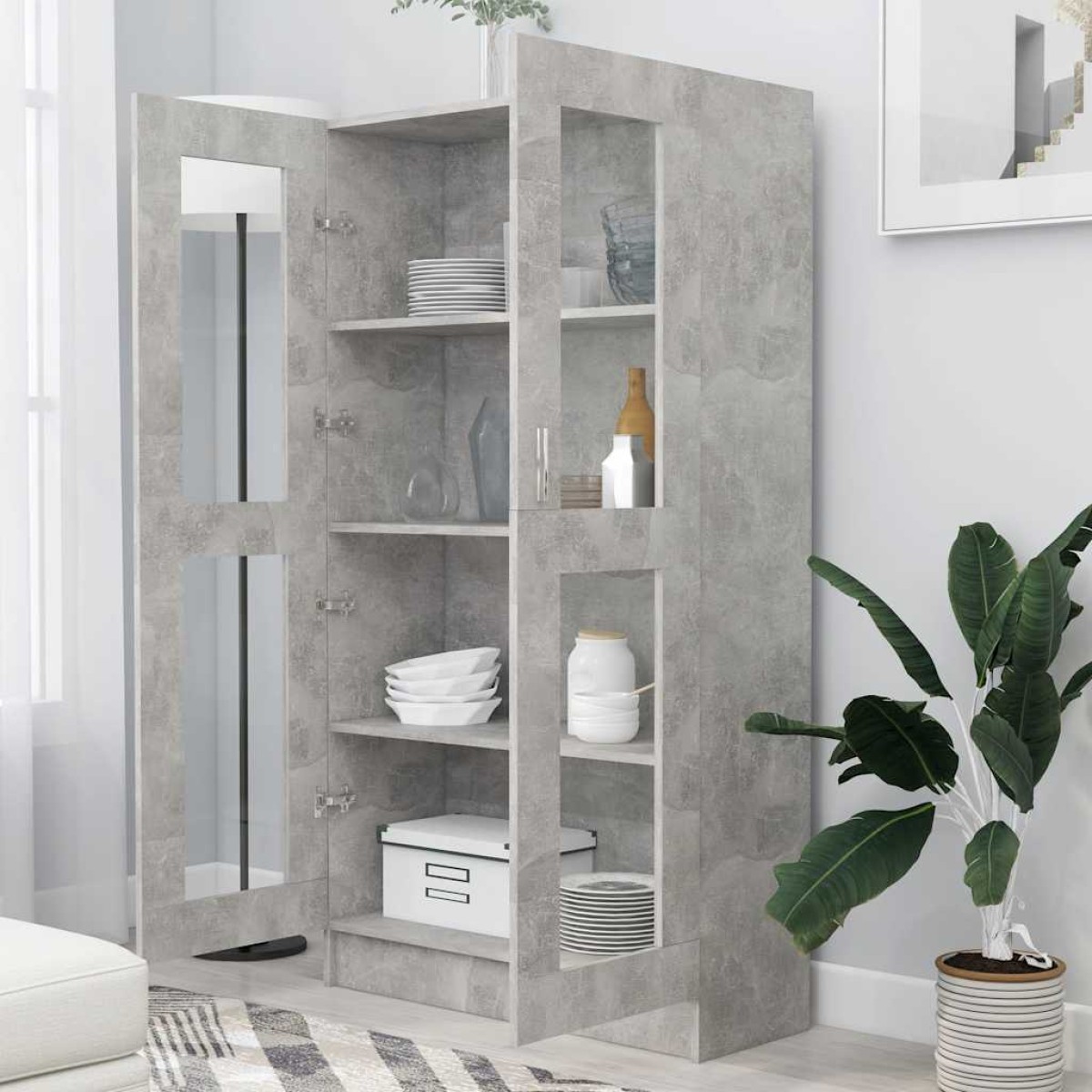 vidaXL Βιτρίνα Γκρι του Σκυροδέματος 82,5 x 30,5 x 150 εκ. Μοριοσανίδα