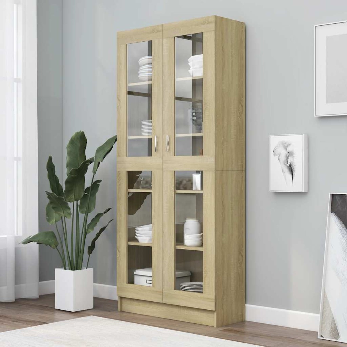 vidaXL Βιτρίνα Χρώμα Sonoma Δρυς 82,5 x 30,5 x 185,5 εκ. Μοριοσανίδα