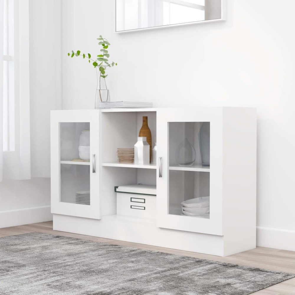 vidaXL Βιτρίνα Λευκή 120 x 30,5 x 70 εκ. από Επεξ. Ξύλο