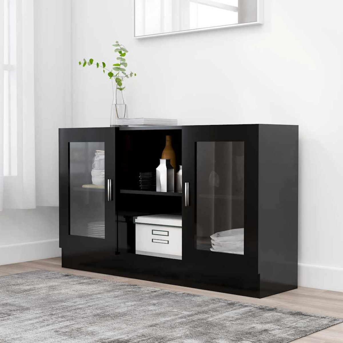 vidaXL Βιτρίνα Μαύρη 120 x 30,5 x 70 εκ. από Μοριοσανίδα