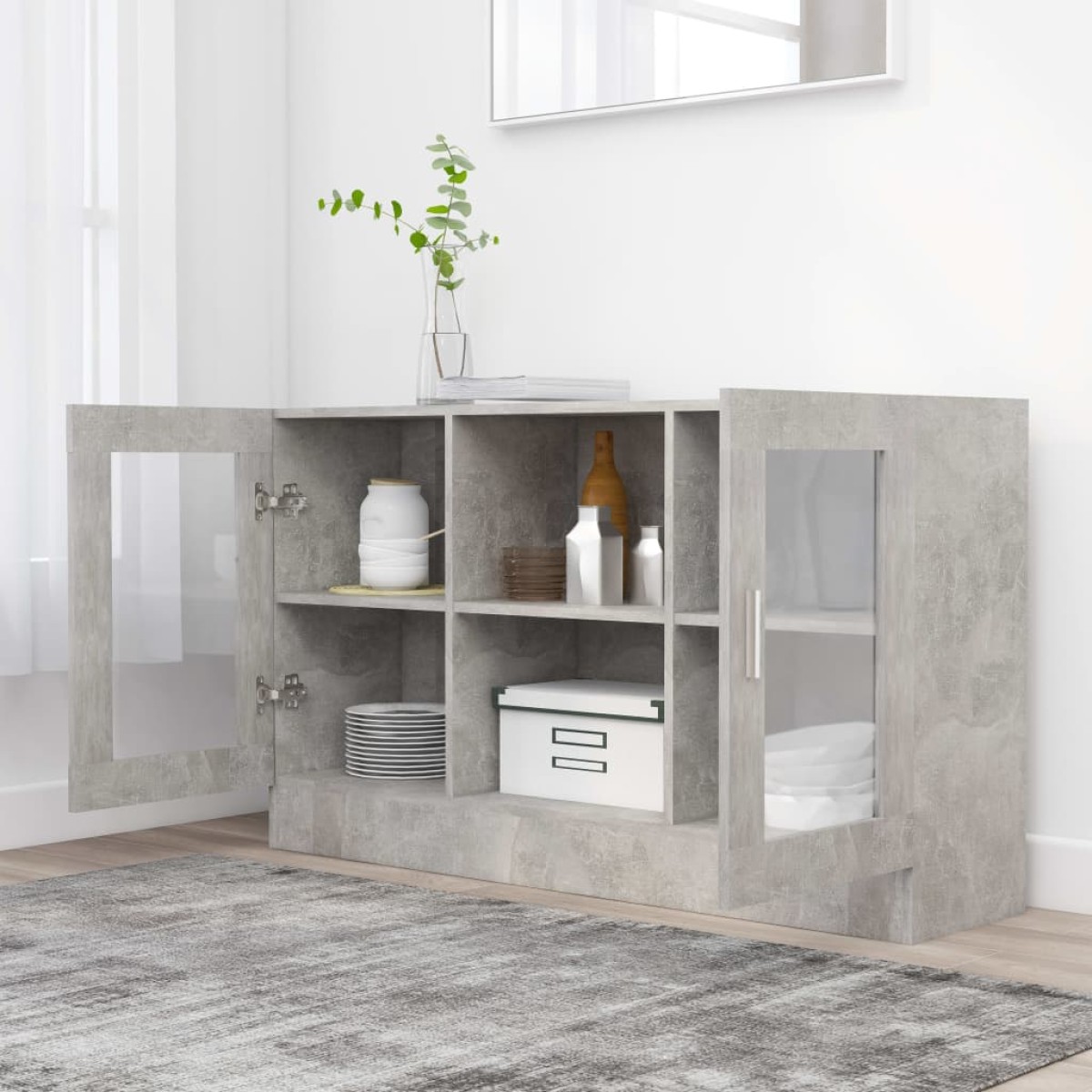 vidaXL Βιτρίνα Γκρι Σκυροδέματος 120 x 30,5 x 70 εκ. από Μοριοσανίδα