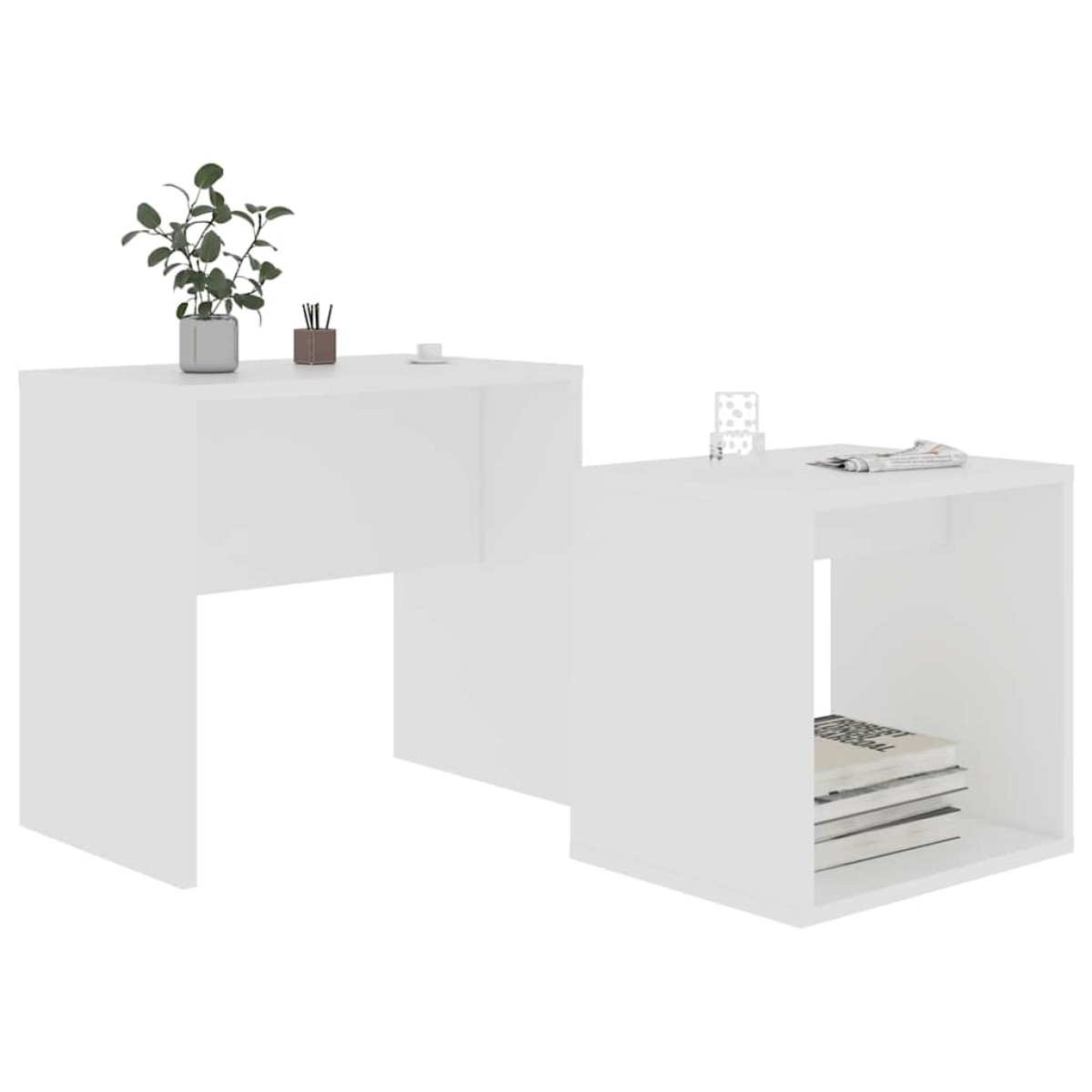 vidaXL Σετ Τραπεζάκια Σαλονιού Λευκά 48 x 30 x 45 εκ. από Μοριοσανίδα