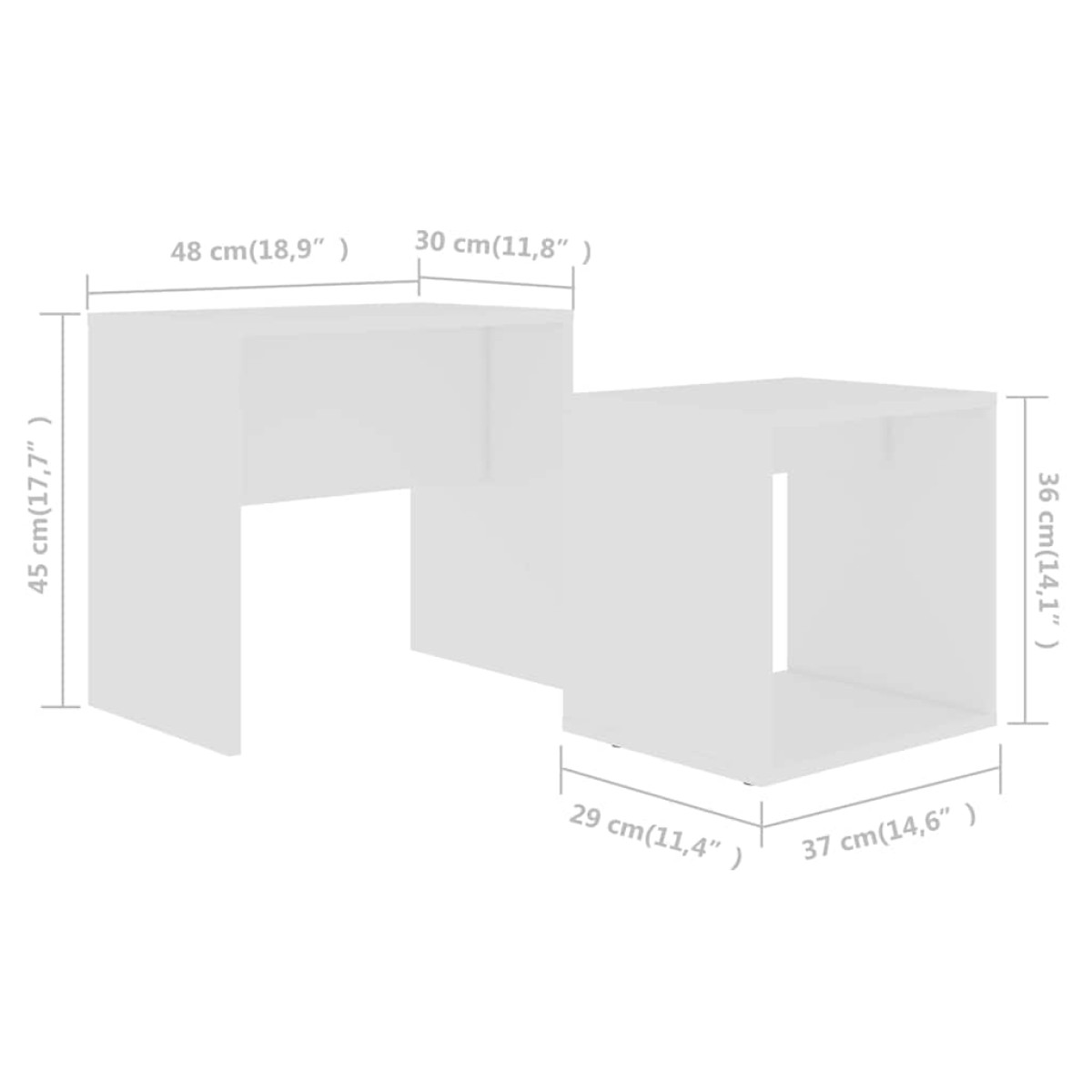 vidaXL Σετ Τραπεζάκια Σαλονιού Λευκά 48 x 30 x 45 εκ. από Μοριοσανίδα