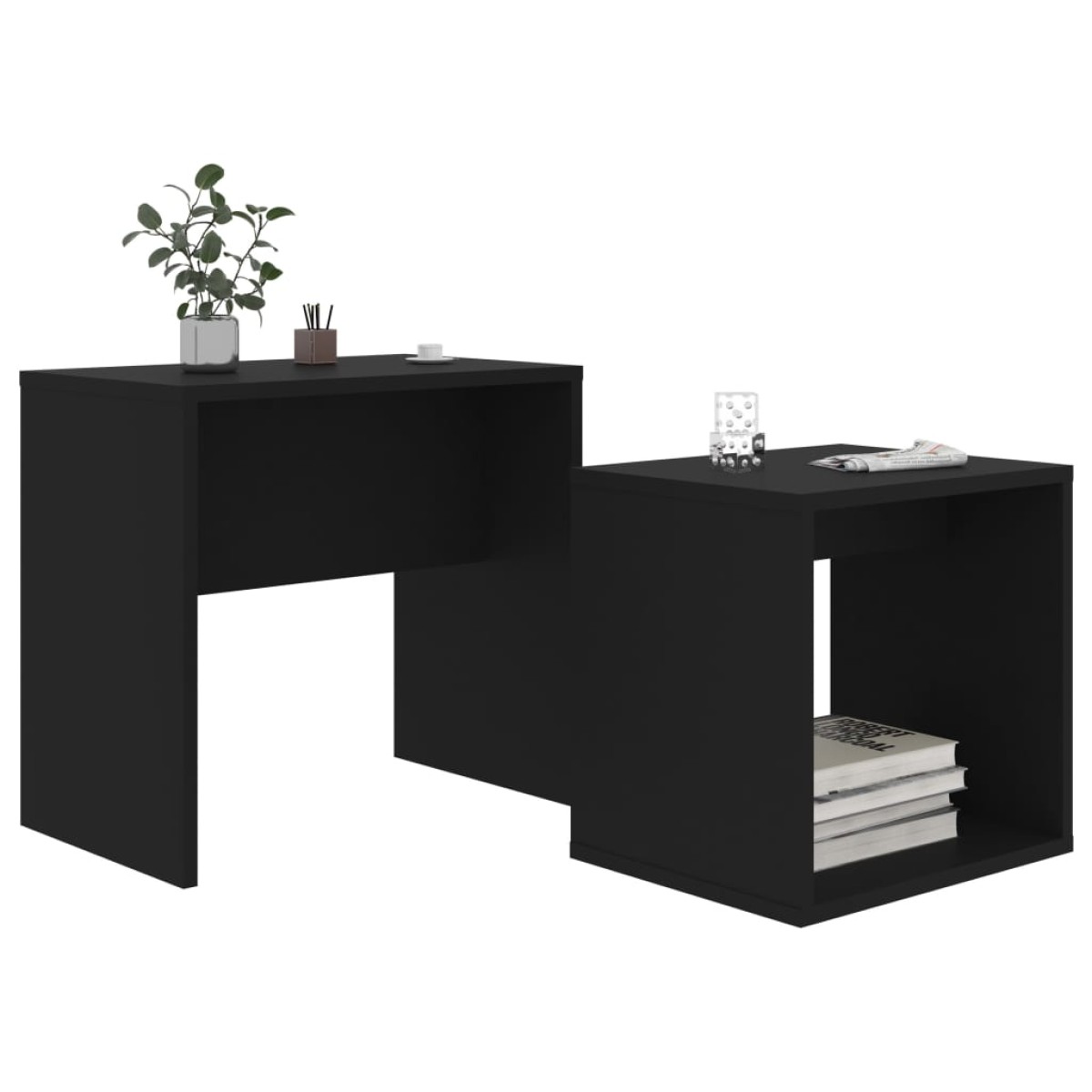 vidaXL Σετ Τραπεζάκια Σαλονιού Μαύρα 48 x 30 x 45 εκ. από Μοριοσανίδα