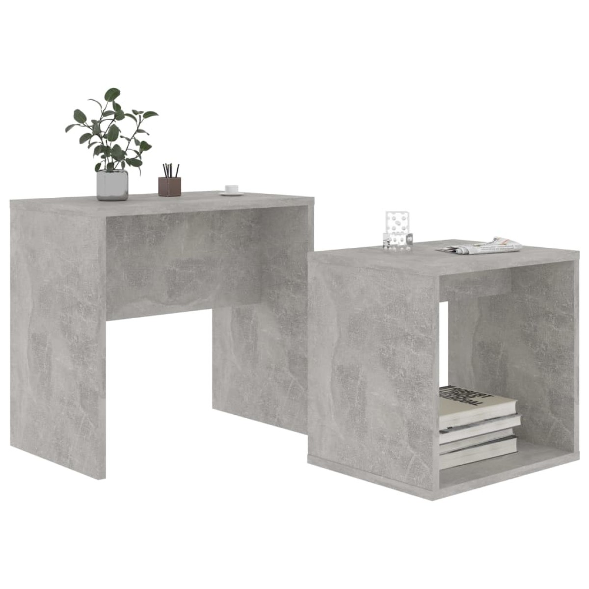 vidaXL Σετ Τραπεζάκια Σαλονιού Γκρι Σκυροδ. 48x30x45 εκ. Μοριοσανίδα