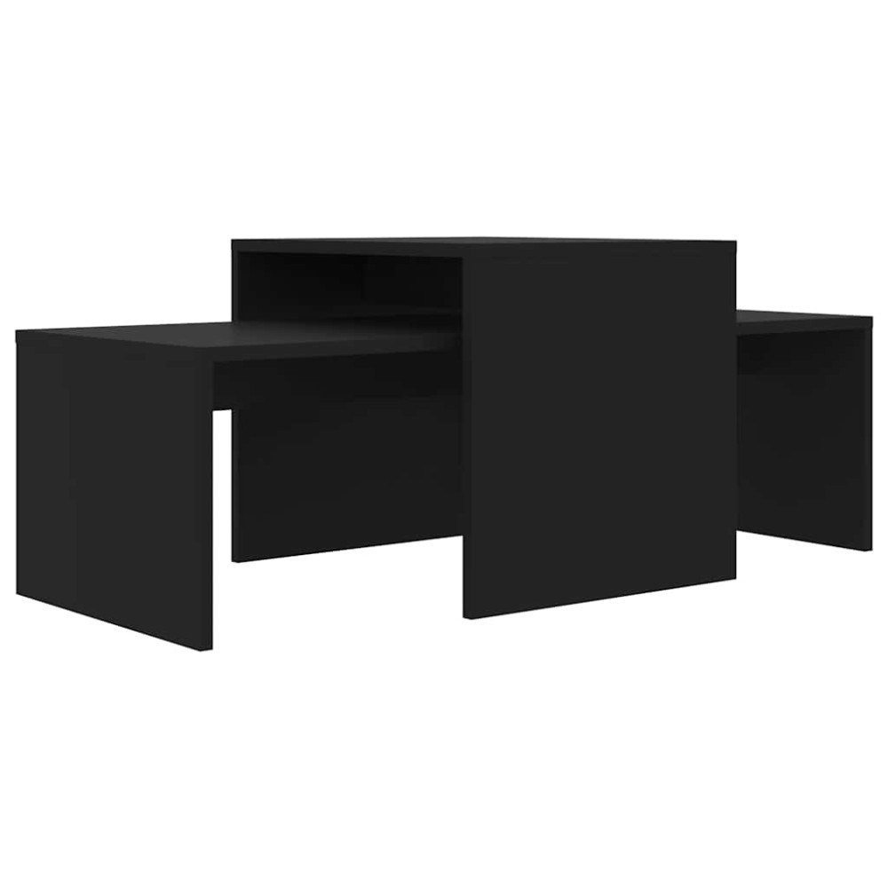 vidaXL Σετ Τραπεζάκια Σαλονιού Μαύρα 100 x 48 x 40 εκ. από Επεξ. Ξύλο
