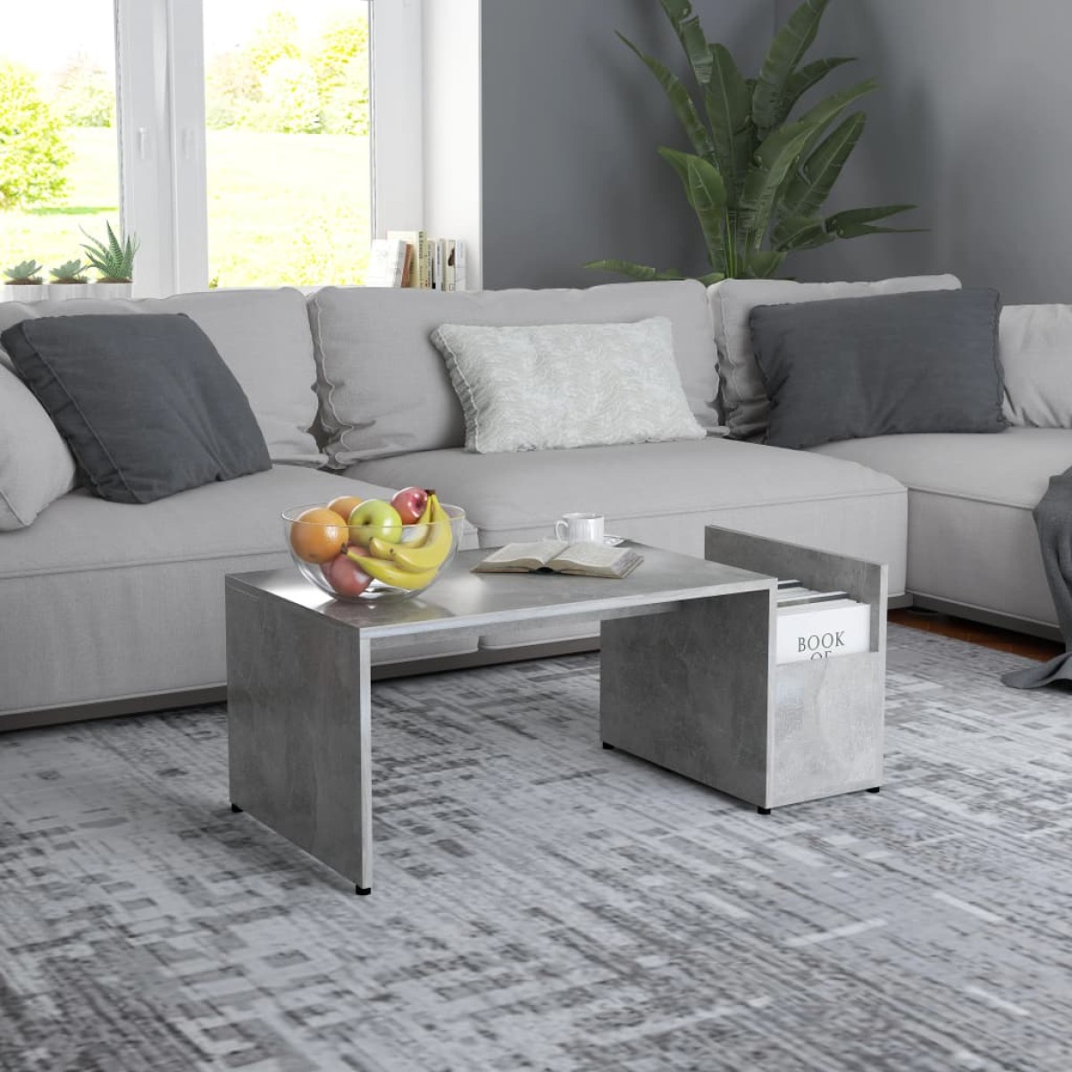 vidaXL Τραπεζάκι Σαλονιού Γκρι Σκυροδέματος 90x45x35 εκ. Μοριοσανίδα