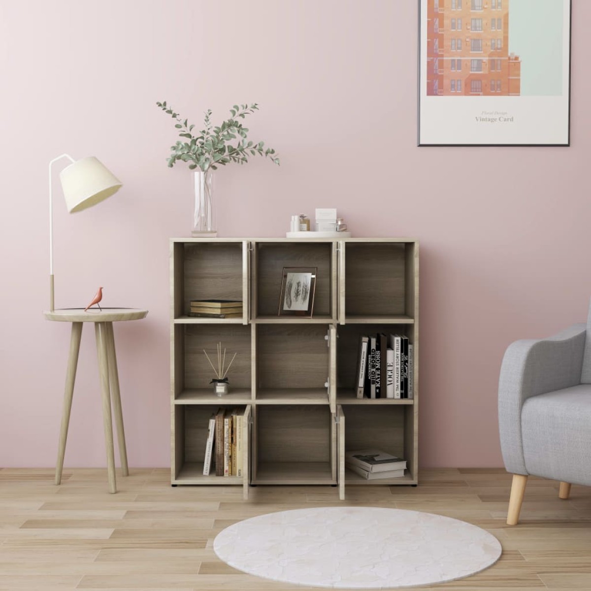 vidaXL Βιβλιοθήκη Χρώμα Sonoma Δρυς 90 x 30 x 90 εκ. από Μοριοσανίδα