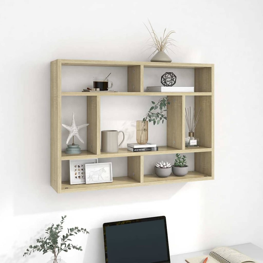 vidaXL Ραφιέρα Τοίχου Sonoma Δρυς 75 x 16 x 55 εκ. από Επεξ. Ξύλο