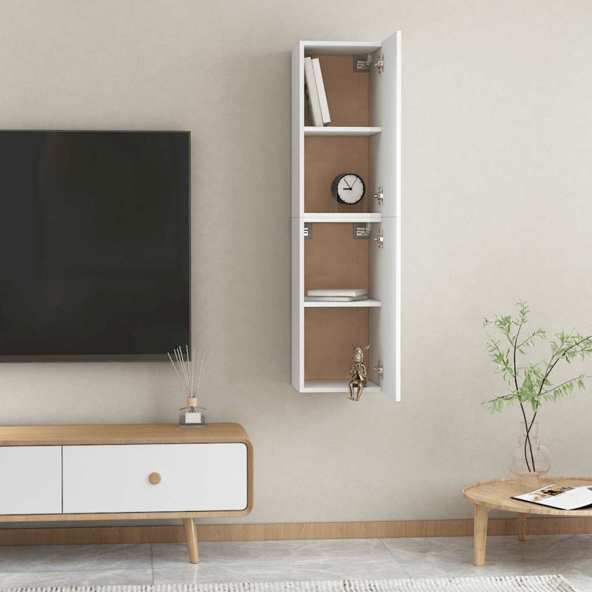 vidaXL Έπιπλα Τηλεόρασης 2 τεμ. Λευκά 30,5 x 30 x 60 εκ. Μοριοσανίδα