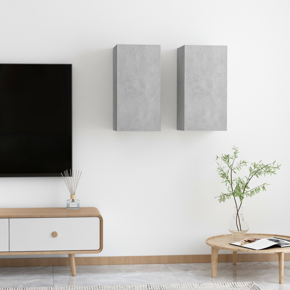 vidaXL | Τηλεοπτική Κάβα Τοίχου | 2 pcs Σκυρόδεμα Γκρι 31 x 30 x 60 cm