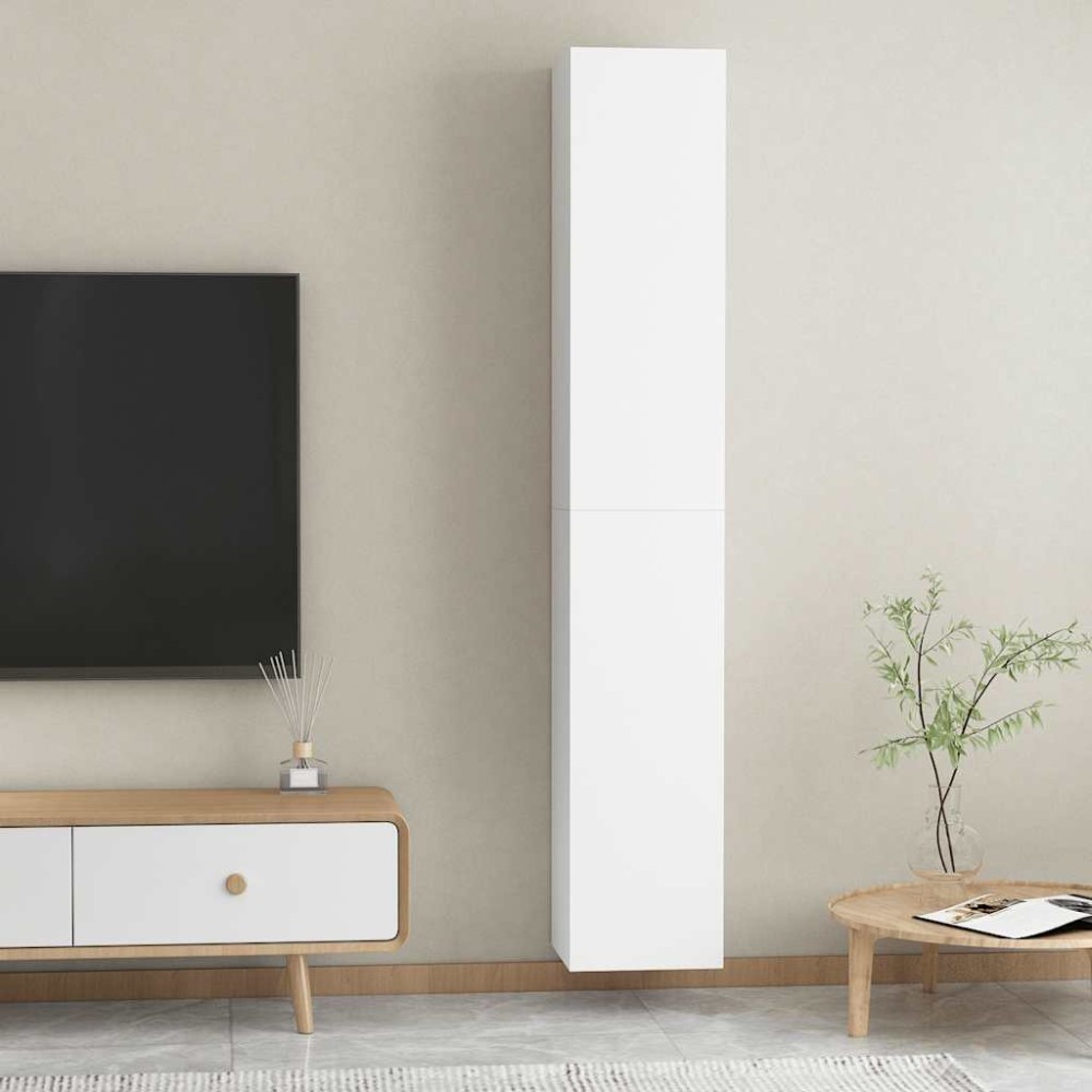 vidaXL Έπιπλα Τηλεόρασης 2 τεμ. Λευκά 30,5x30x90 εκ. από Επεξ. Ξύλο