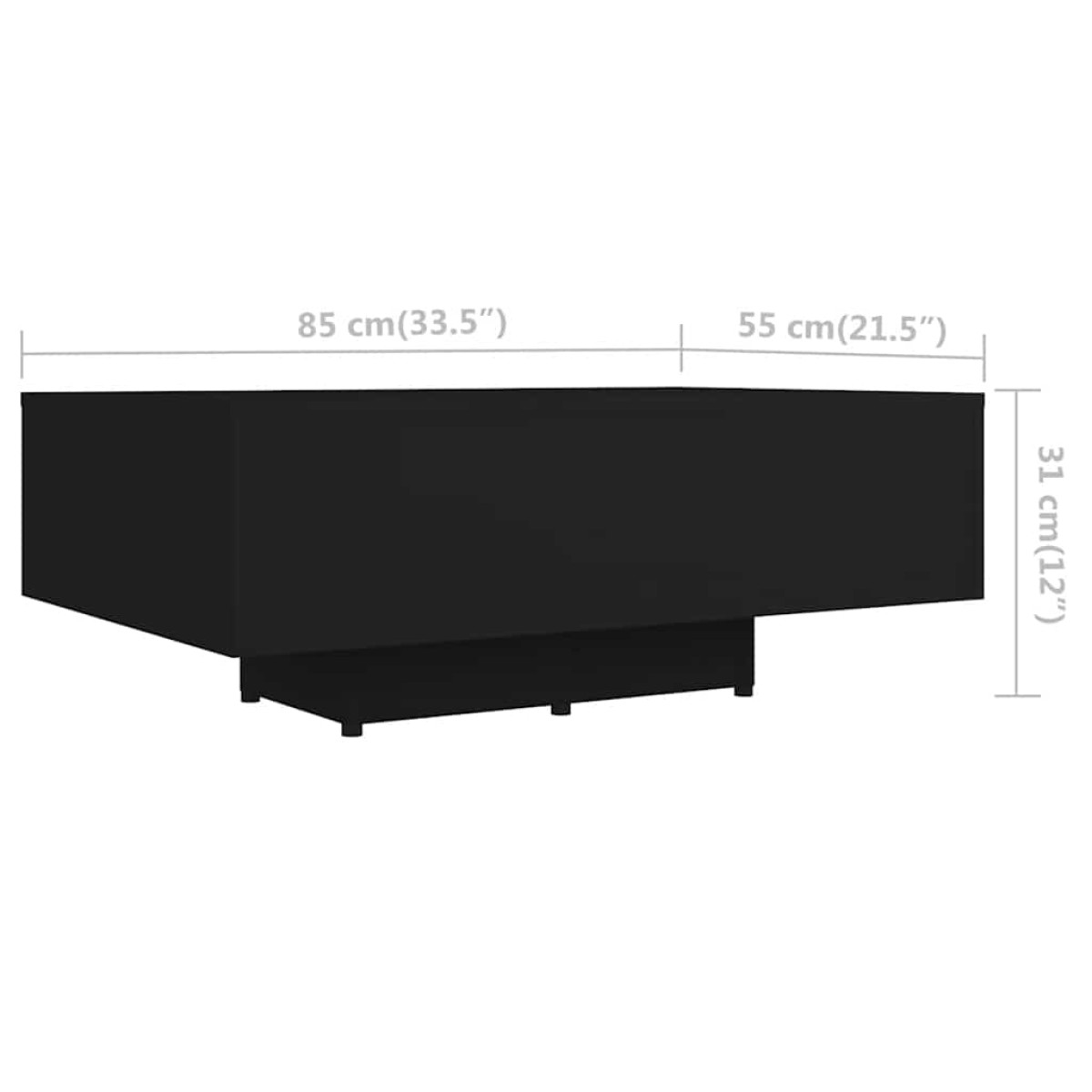 vidaXL Τραπεζάκι Σαλονιού Μαύρο 85 x 55 x 31 εκ. από Μοριοσανίδα
