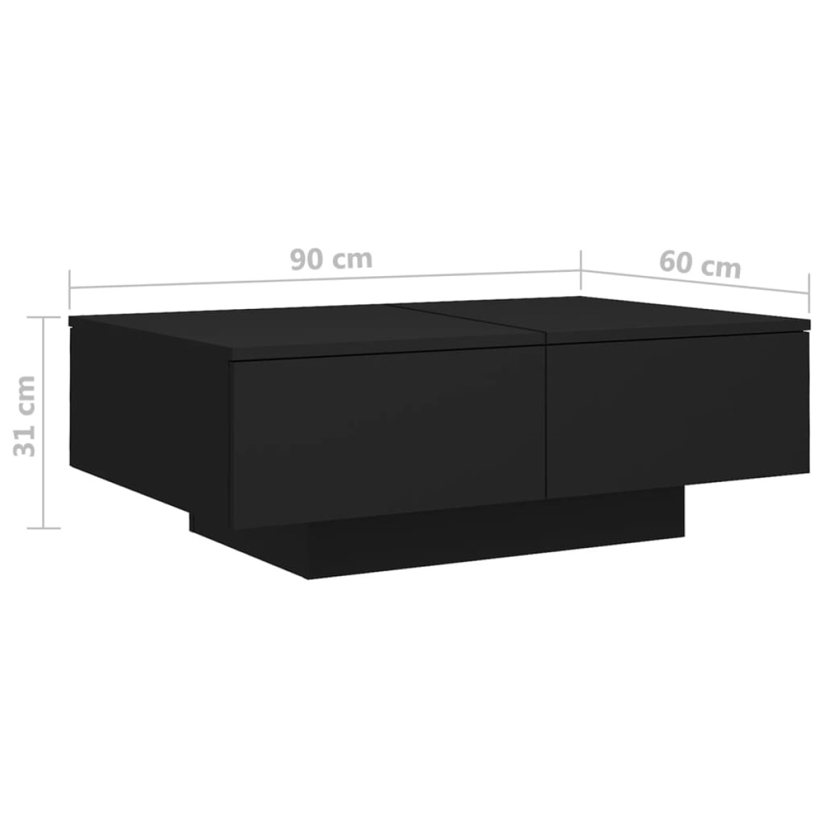 vidaXL Τραπεζάκι Σαλονιού Μαύρο 90 x 60 x 31 εκ. από Μοριοσανίδα
