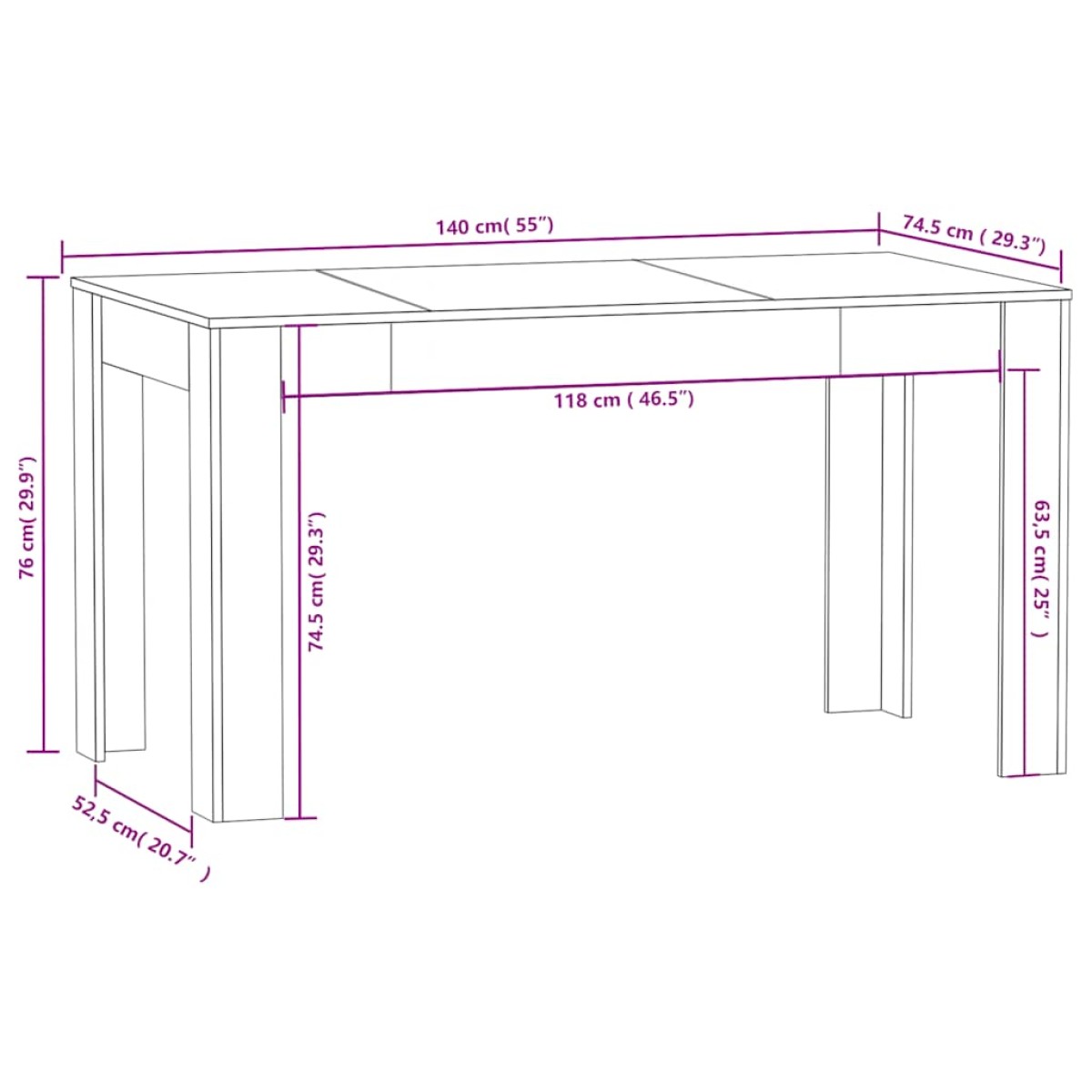 vidaXL Τραπεζαρία Λευκή 140x74,5x76 εκ. από Επεξεργασμένο Ξύλο
