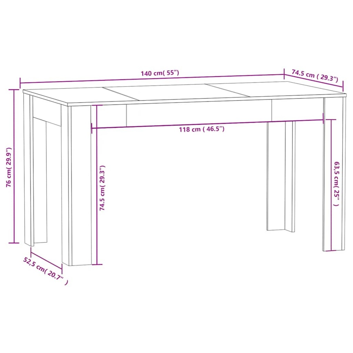 vidaXL Τραπεζαρία Μαύρη 140 x 74,5 x 76 εκ. από Μοριοσανίδα