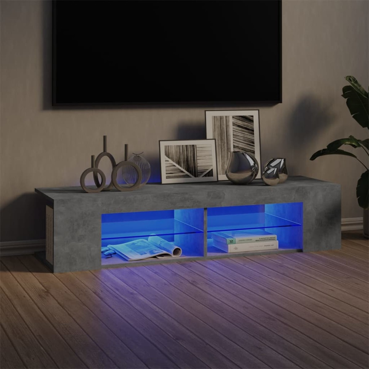 vidaXL Έπιπλο Τηλεόρασης με LED Γκρι Σκυροδέματος 135x39x30 εκ.