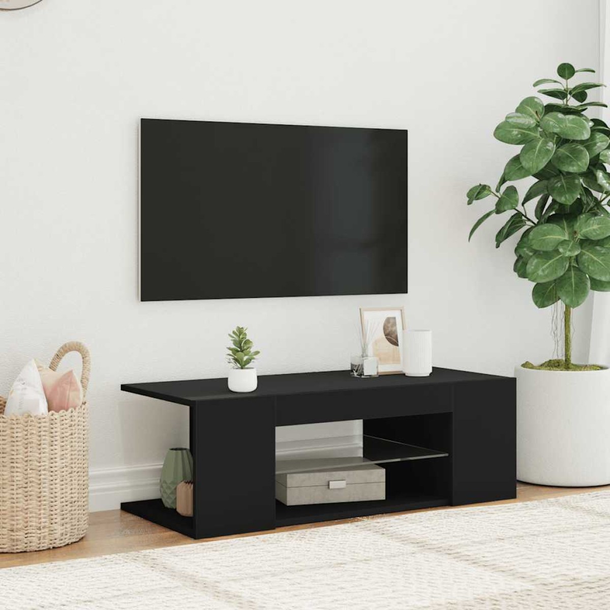 vidaXL Έπιπλο Τηλεόρασης με LED Μαύρο 90x39x30 εκ.