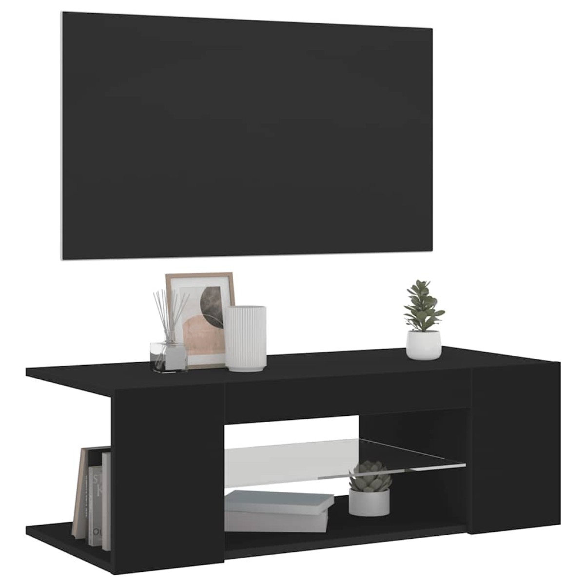 vidaXL Έπιπλο Τηλεόρασης με LED Μαύρο 90x39x30 εκ.