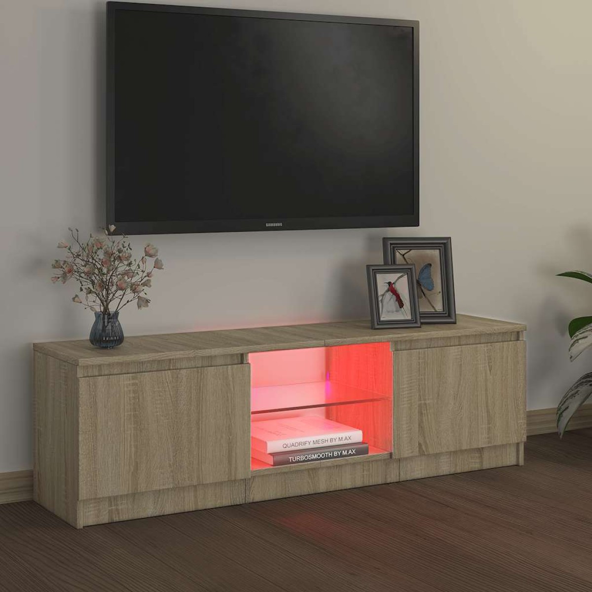 vidaXL Έπιπλο Τηλεόρασης με LED Sonoma Δρυς 120 x 30 x 35,5 εκ.