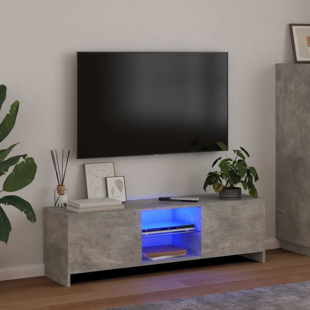 vidaXL Έπιπλο Τηλεόρασης με LED Γκρι Σκυρδέματος 120 x 30 x 35,5 εκ.