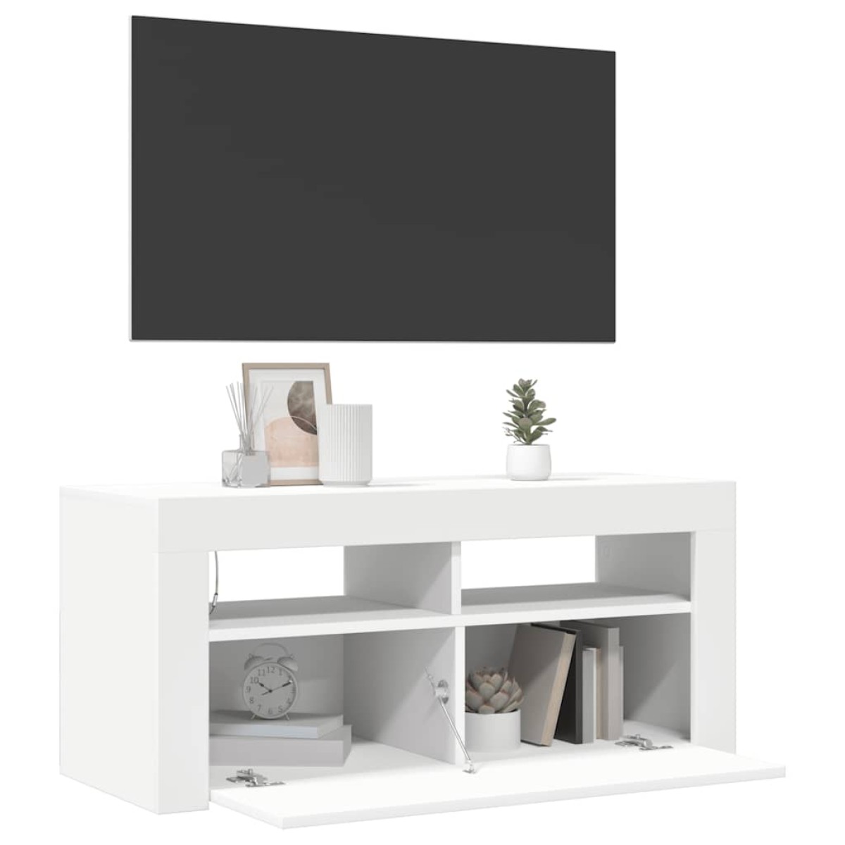 vidaXL Έπιπλο Τηλεόρασης με LED Λευκό 90 x 35 x 40 εκ.